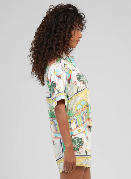 An'ge Printed Short Sleeve Shirt - Naturalia Ciel