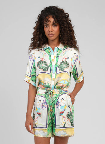 An'ge Printed Short Sleeve Shirt - Naturalia Ciel