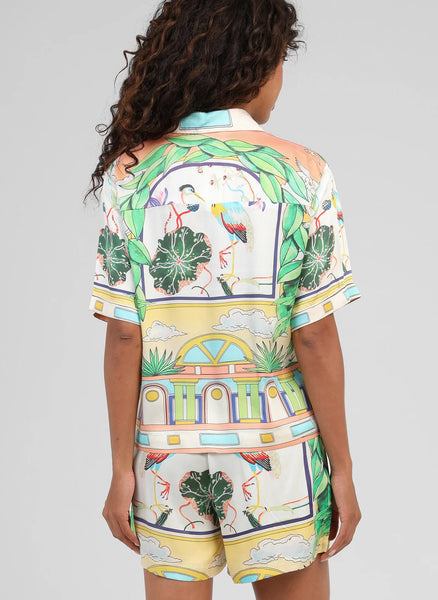 An'ge Printed Short Sleeve Shirt - Naturalia Ciel
