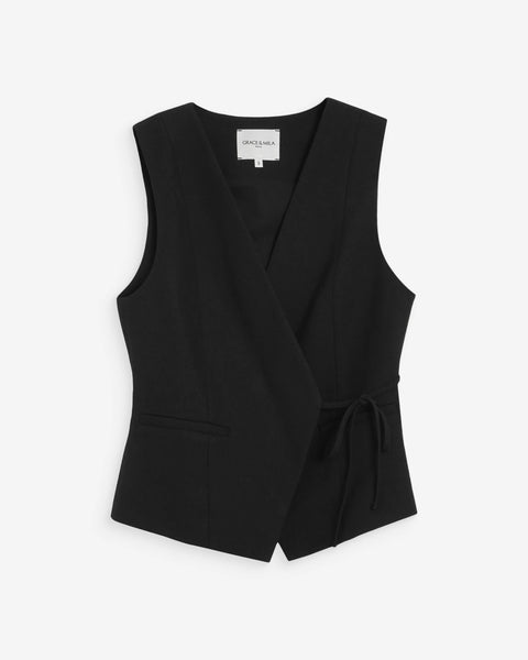 Grace & Mila Vilmont Tie Vest - Black