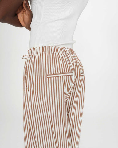 Grace & Mila Volute Stripes Wide Leg Trousers - Mocha