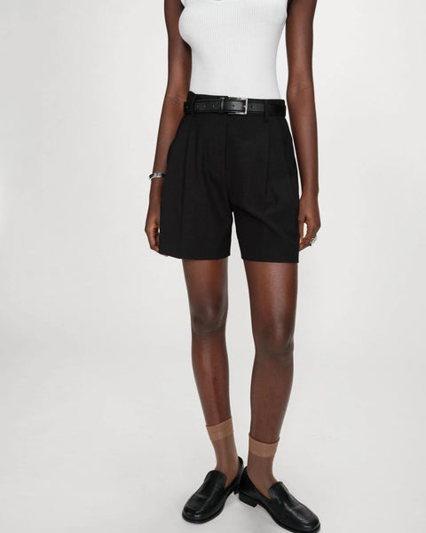 Grace & Mila Vite Straight Pleated Shorts - Black