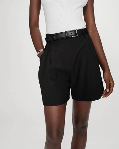 Grace & Mila Vite Straight Pleated Shorts - Black