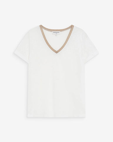 Grace & Mila Vasco V Neck T-Shirt - Ivory