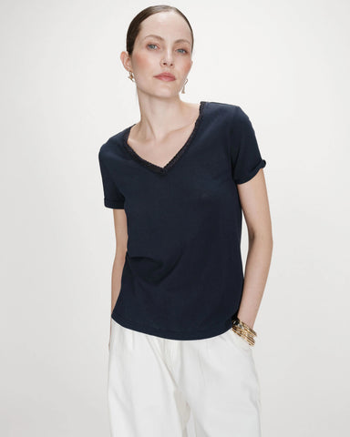 Grace & Mila Vasco V Neck T-Shirt - Marine