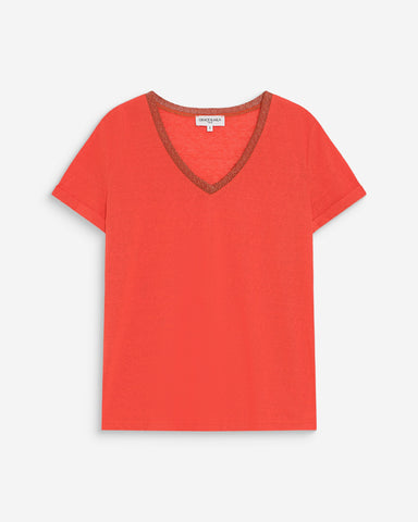 Grace & Mila Vasco V Neck T-Shirt - Sanguine