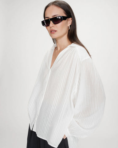 Grace & Mila Vibes Oversized Cotton Shirt - Ivoire