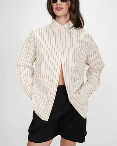 Grace & Mila Valerie Oversized Stripe Shirt - Ivoire