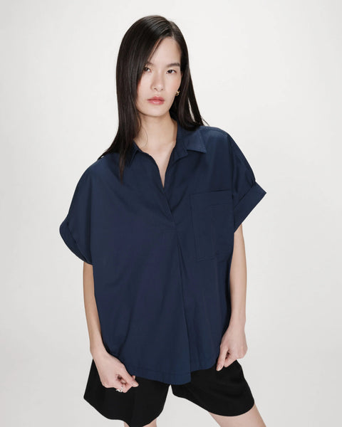 Grace & Mila Versigny Oversized Cotton Shirt - Marine