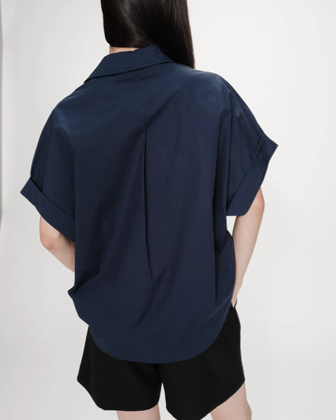 Grace & Mila Versigny Oversized Cotton Shirt - Marine