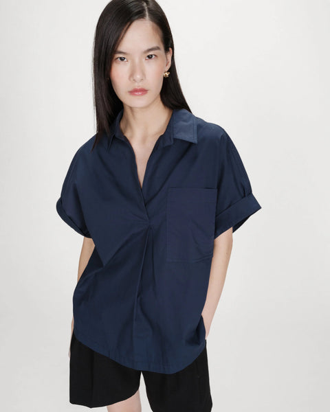 Grace & Mila Versigny Oversized Cotton Shirt - Marine