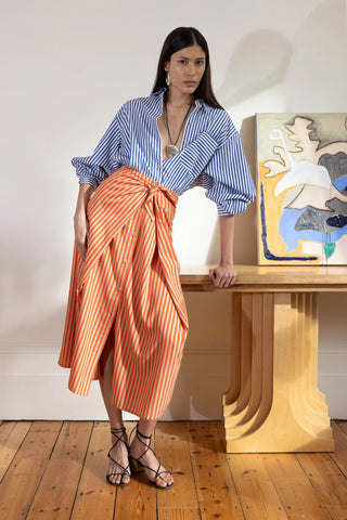 VI.VE.RE Albane Tie Front Skirt - Orange/Sand