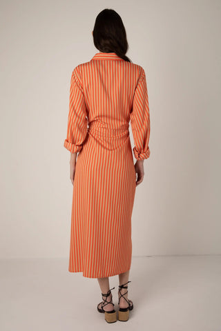 VI.VE.RE Lina Tie Front Shirt Dress - Orange / Sand