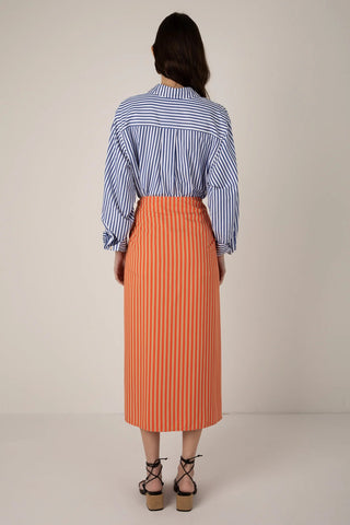 VI.VE.RE Albane Tie Front Skirt - Orange/Sand