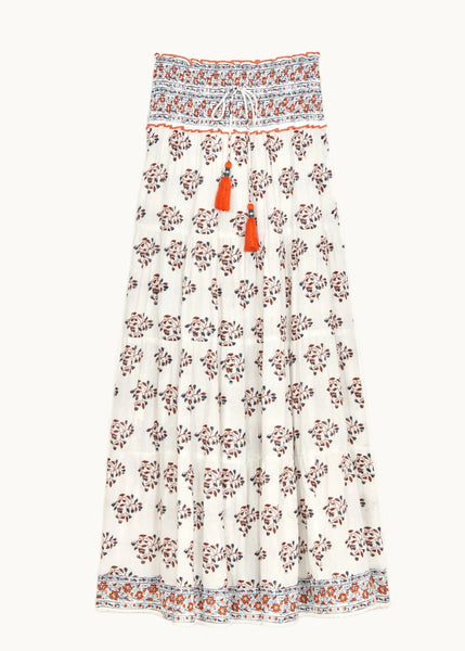 M.A.B.E. Apparel Stella Maxi Skirt - Ecru / Rust