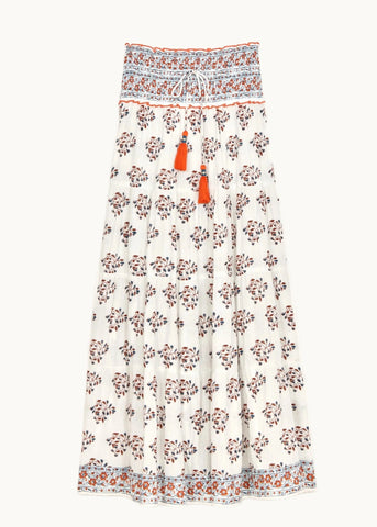 M.A.B.E. Apparel Stella Maxi Skirt - Ecru / Rust