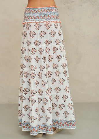 M.A.B.E. Apparel Stella Maxi Skirt - Ecru / Rust