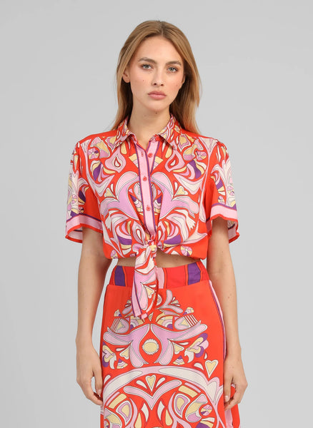 An'ge Suzalia Printed Short Sleeve Shirt - Astola Piment