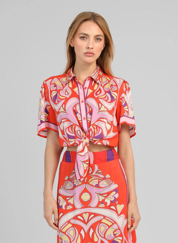 An'ge Suzalia Printed Short Sleeve Shirt - Astola Piment