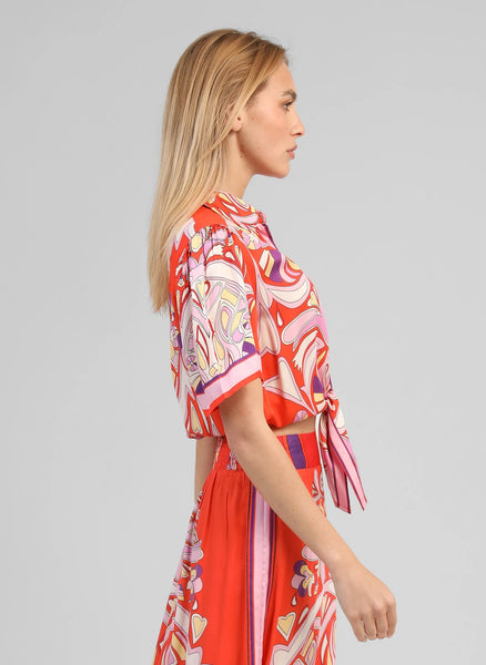 An'ge Suzalia Printed Short Sleeve Shirt - Astola Piment