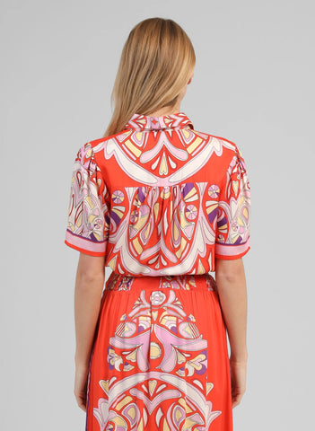 An'ge Suzalia Printed Short Sleeve Shirt - Astola Piment