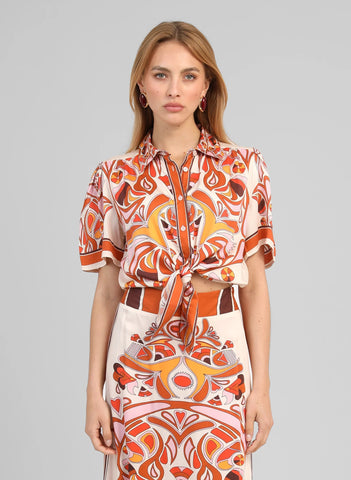 An'ge Paris Suzalia Tie Front Shirt - Venicia Caramel