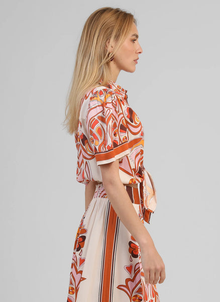 An'ge Paris Suzalia Tie Front Shirt - Venicia Caramel