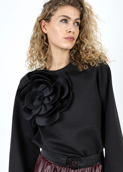 Coster Copenhagen Sweatshirt with Scuba Rose - Black