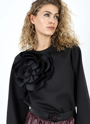 Coster Copenhagen Sweatshirt with Scuba Rose - Black