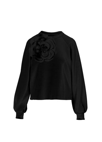 Coster Copenhagen Sweatshirt with Scuba Rose - Black