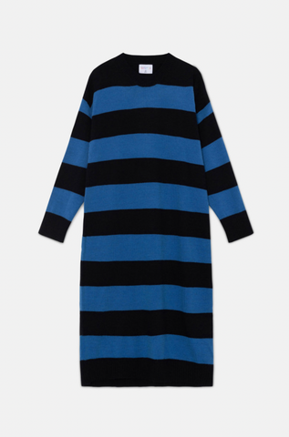 Compania Fantastica Striped Knit Midi Dress - Blue / Black