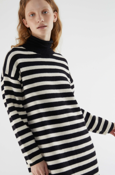 Compania Fantastic Stripe Knitted Dress - Black/White
