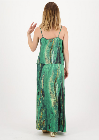 Me369 Anika Maxi Skirt - Jade Gold