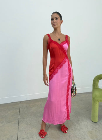 Never Fully Dressed Pink and Red Lace Lily Skirt