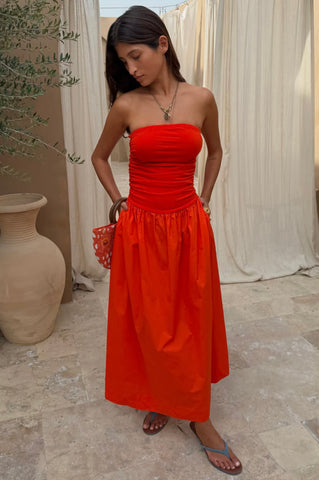 Never Fully Dressed Lola Mid-axi Dress - Tomato