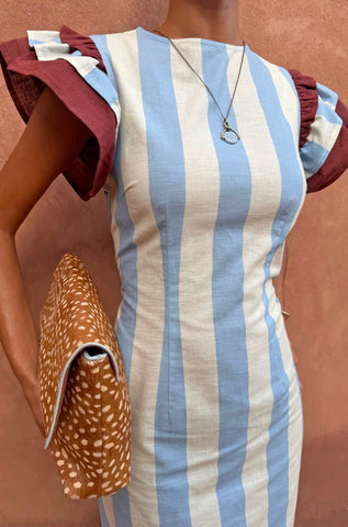 Never Fully Dressed Stripe Alena Midi Dress - Blue Stripe