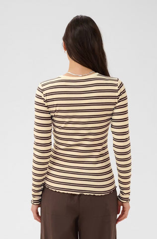 Saint Tropez OlaliaSZ Long Sleeve Top -  Chocolate Brown Ice Stripe