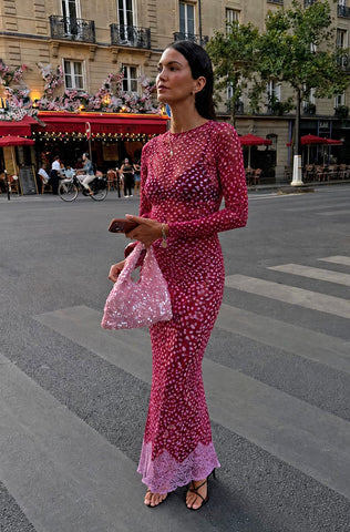 Never Fully Dressed Burgundy Deer Mesh Long Sleeve Top