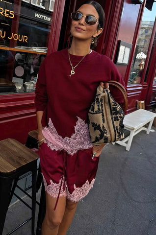 Never Fully Dressed Burgundy Lace Knit Copenhagen Jumper