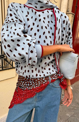 Never Fully Dressed Blue Deer Scarf Jumper