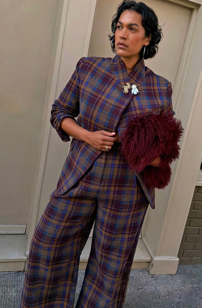 Never Fully Dressed Check Fold Over Blazer