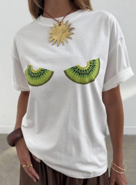Never Fully Dressed Kiwi Boob T-Shirt