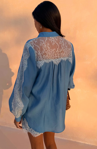 Never Fully Dressed Lace Marley Shirt - Blue