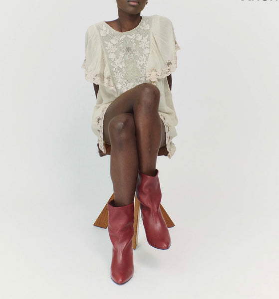 Anonymous Vully 50 Stiletto Soft Calf Boot - Pomegranate