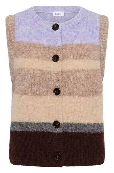 Saint Tropez SeraphinaSZ Waistcoat -  Chocolate Lilac Multi Stripe / Purple