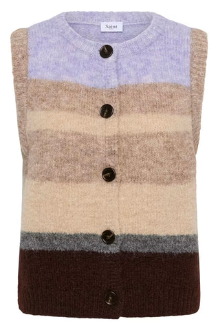 Saint Tropez SeraphinaSZ Waistcoat -  Chocolate Lilac Multi Stripe / Purple