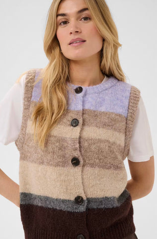 Saint Tropez SeraphinaSZ Waistcoat -  Chocolate Lilac Multi Stripe / Purple