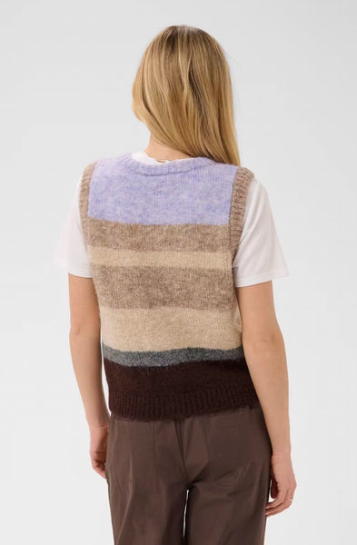 Saint Tropez SeraphinaSZ Waistcoat -  Chocolate Lilac Multi Stripe / Purple