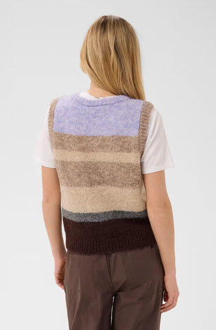 Saint Tropez SeraphinaSZ Waistcoat -  Chocolate Lilac Multi Stripe / Purple