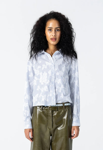 Coster Copenhagen Shirt with Flower Detail - Blue